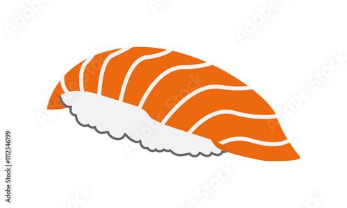 Minimalist nigiri sushi illustration. Japanese food vector with raw salmon fish