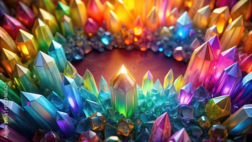Abstract multicolored crystal background, crystal, abstract, multicolored, vibrant, shiny, elegant, backdrop, element