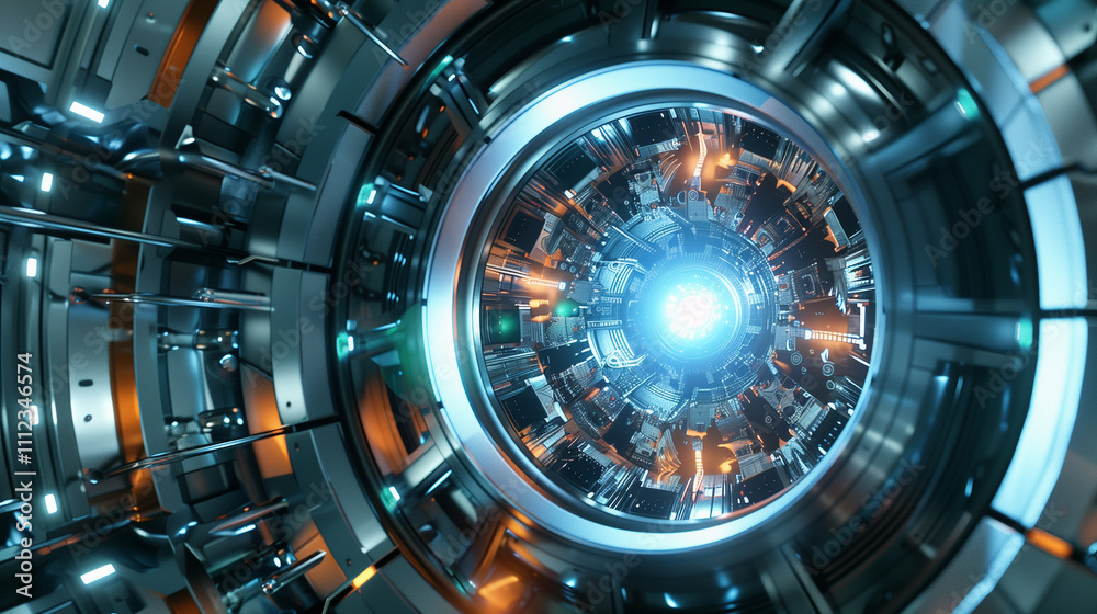 Metallic iron core with intricate magnetic field details, isolated on dark background, showcasing industrial strength and precision. Metallic iron core with intricate magnetic field details, isolated on dark background, showcasing industrial strength and precision.