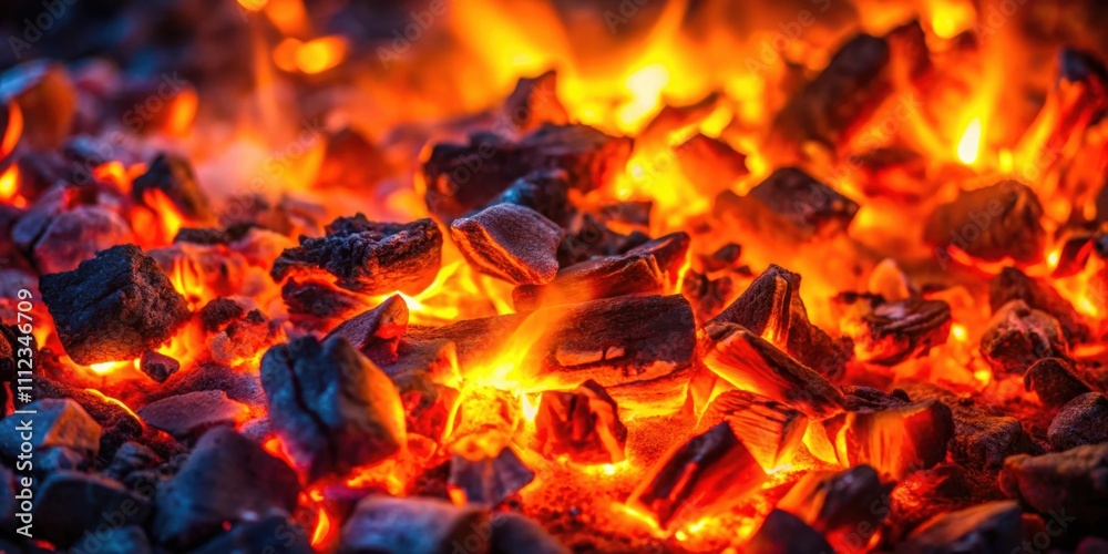 Burning and glowing hot coals with smoldering embers, flickering at night , fire, coals, glowing, hot, burning, embers, flames Burning and glowing hot coals with smoldering embers, flickering at night , fire, coals, glowing, hot, burning, embers, flames