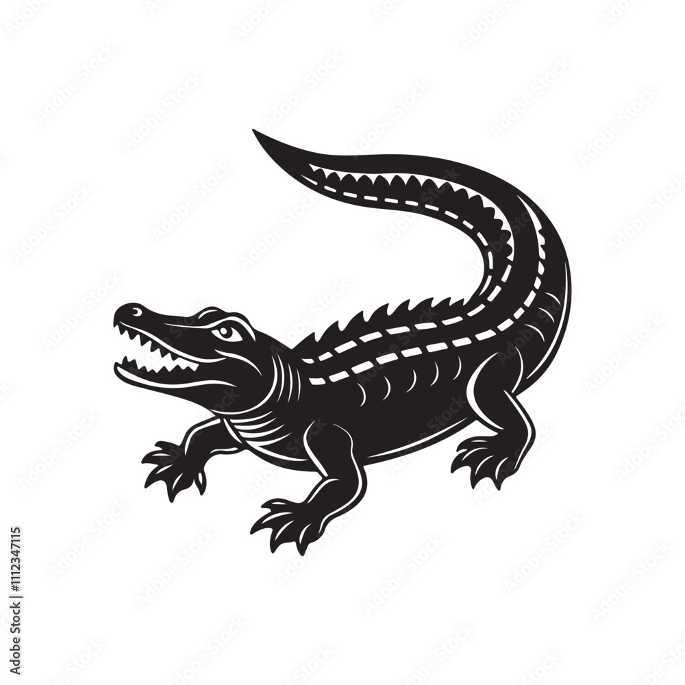 crocodile silhouette vector, black and white silhouette, vector and illustration, black and white, isolated on white background crocodile silhouette vector, black and white silhouette, vector and illustration, black and white, isolated on white background