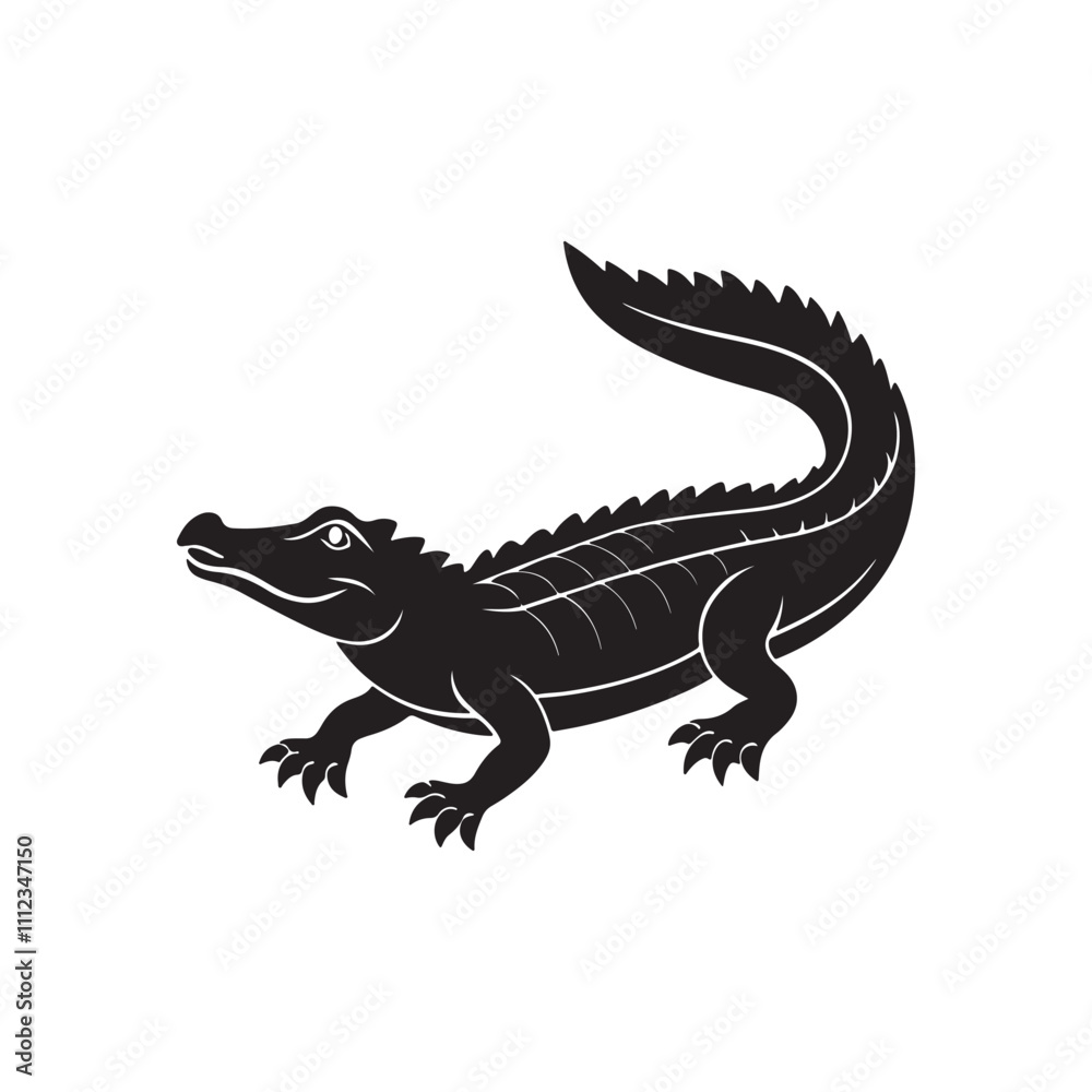 crocodile silhouette vector, black and white silhouette, vector and illustration, black and white, isolated on white background crocodile silhouette vector, black and white silhouette, vector and illustration, black and white, isolated on white background