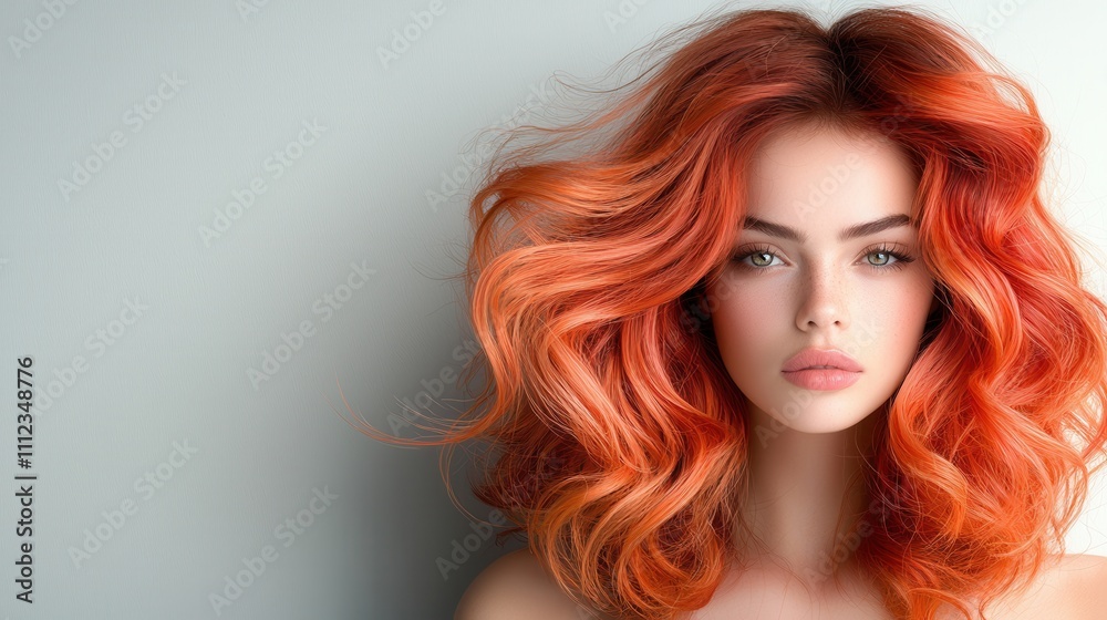 Fototapeta premium Vibrant Red Curly Hair in Natural Light