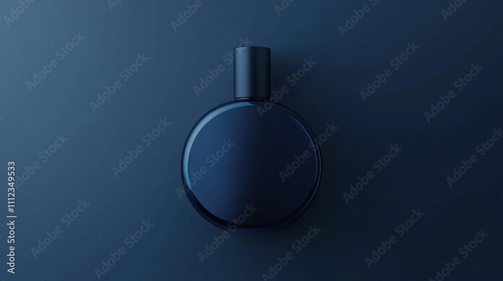Elegant Dark Blue Round Perfume Bottle Luxury Fragrance Mockup Elegant Dark Blue Round Perfume Bottle Luxury Fragrance Mockup