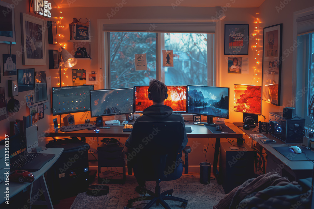 Man on a video call in a home office, organized workspace, bright lighting, professional vibe. Man on a video call in a home office, organized workspace, bright lighting, professional vibe.