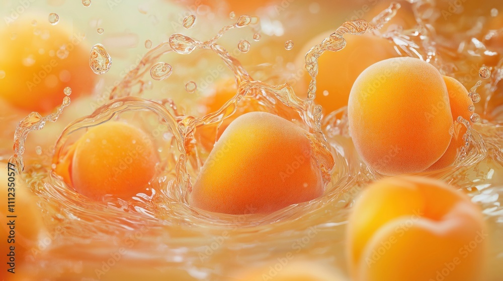 Fresh Apricots Splashing in Clear Water Fresh Apricots Splashing in Clear Water