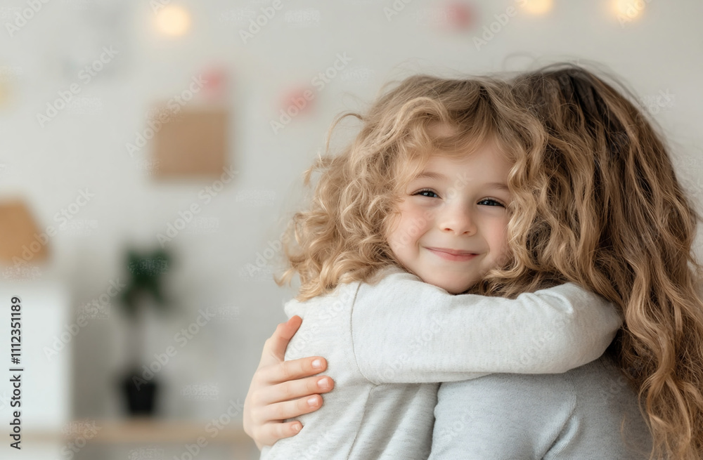 A teacher giving a child a reassuring hug after a small mishap during playtime A teacher giving a child a reassuring hug after a small mishap during playtime
