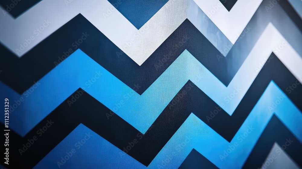A pixelated illusion design featuring zig-zag patterns that create a visual depth and shifting perspective in contrasting shades of blue and grey A pixelated illusion design featuring zig-zag patterns that create a visual depth and shifting perspective in contrasting shades of blue and grey