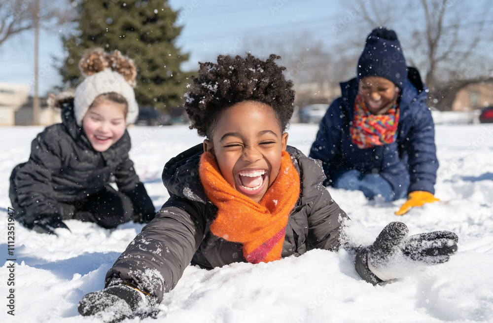 A teacher and children happily throwing snowballs at each other in a snowy courtyard, surrounded by cheerful laughter and sparkling snowflakes A teacher and children happily throwing snowballs at each other in a snowy courtyard, surrounded by cheerful laughter and sparkling snowflakes