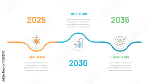 Three-step timeline, infographics, chart. It can be used in a presentation to display results or goals, subtotals