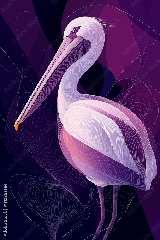 pelican bird artwork purple