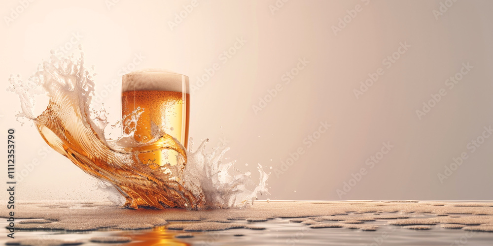 fresh beer with foam in a glass Generative AI fresh beer with foam in a glass Generative AI