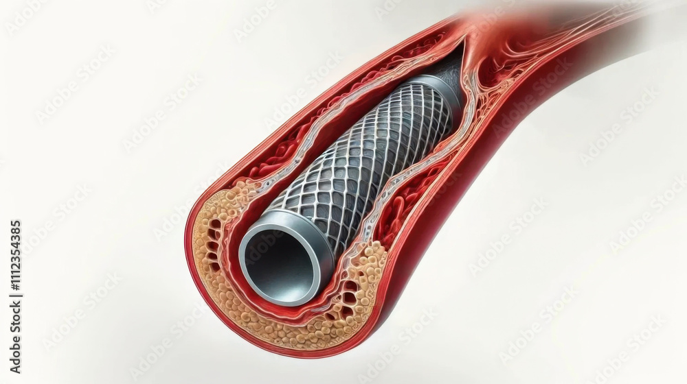 Medical Illustration Of Percutaneous Coronary Intervention For Stent 