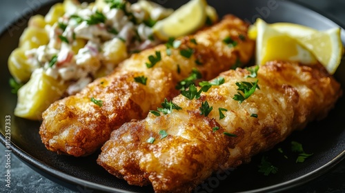 Crispy fried fish with lemon.