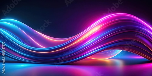 Abstract neon background with curvy shapes and folds ,  render, futuristic, ultraviolet, modern, vibrant, fantasy