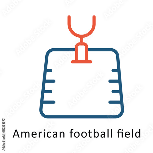 American football field  Vector two Colors Outline Icon. Eps file 10