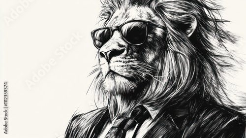 Sophisticated Lion in Sunglasses and Suit