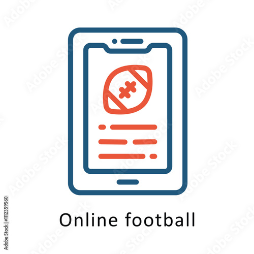 Online football  Vector two Colors Outline Icon. Eps file 10