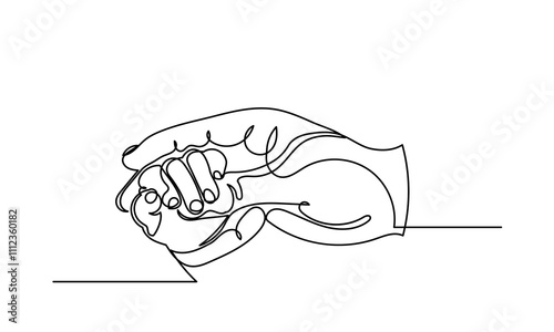 Continuous line drawing of Close-up little hand of child baby holding hand of father, Baby holding mother's finger at home. The newborn baby has a firm grip on the parent's finger after birth. 