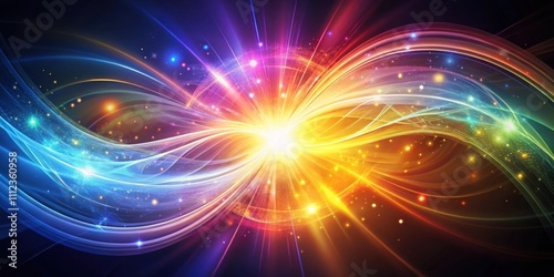 Vibrant light effect with swirls and beams , colorful, abstract, glowing, radiant, bright, illuminated, electric, dynamic
