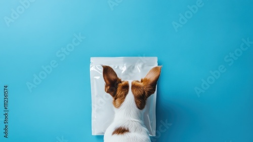 Dog's Curiosity with Sealed Food Package Print photo