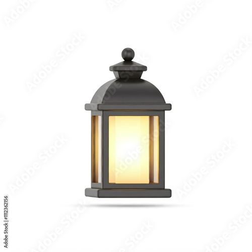 Wallpaper Mural 3D Winter Lantern Icon with a Glowing Yellow Light, Smooth Finish, Modern Design Torontodigital.ca