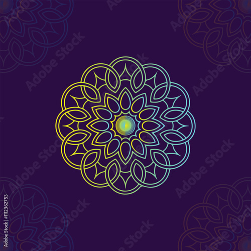 Luxury mandala pattern design with abstract background and gradient color. decorative mandala for print, poster, cover, brochure, invitation card, anniversary card .Vector art illustration