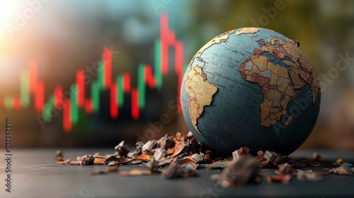 Intricate Globe on Textured Surface with Background Details