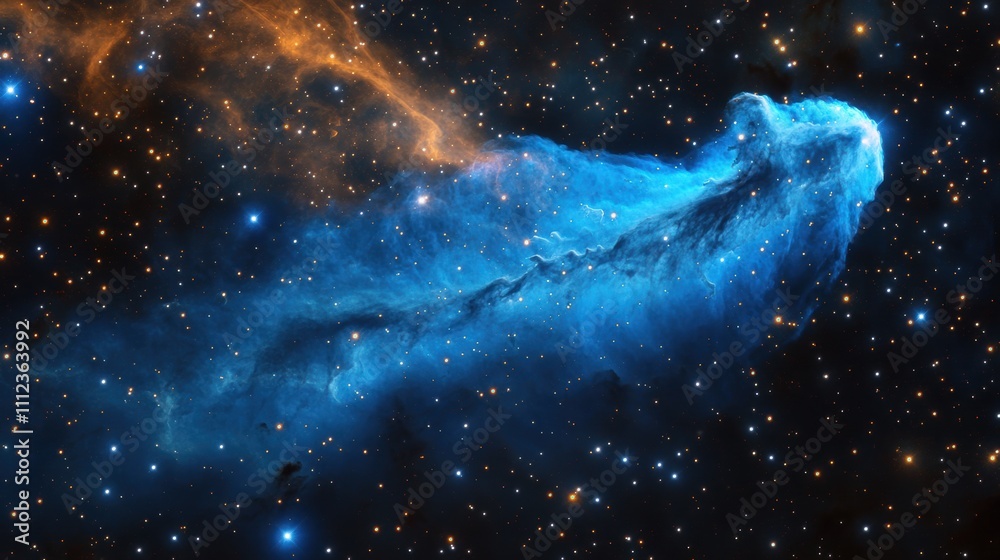 Stunning Nebula Formation in Deep Space Featuring Vibrant Blue and Orange Colors Against a Starry Background, Capturing the Beauty of Cosmic Phenomena