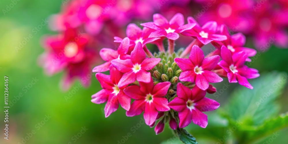 Fototapeta premium Pink velvet Verbena with showy clusters of red star-shaped flowers, pink, velvet, Verbena, clusters, red, star-shaped, flowers