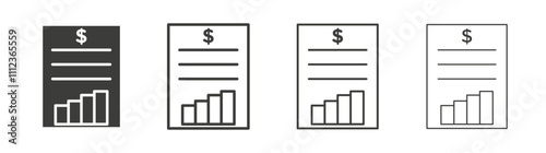 Financial report icons collection. vector set in black color