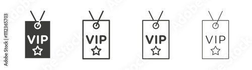 VIP pass icons collection. vector set in black color