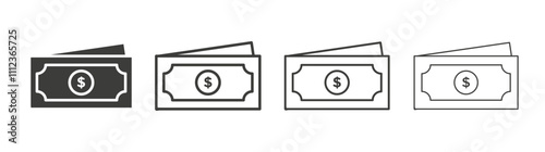 Cash icons collection. vector set in black color