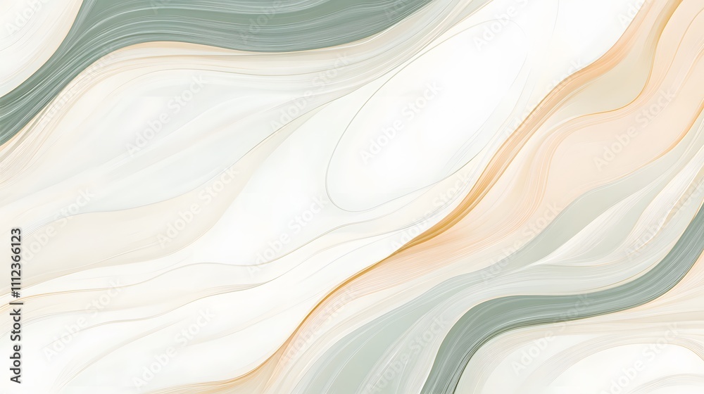 Abstract Swirling Lines in Beige Green and White Abstract Swirling Lines in Beige Green and White