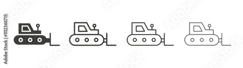 Bulldozer icons collection. vector set in black color