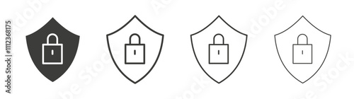 Shield lock icons collection. vector set in black color