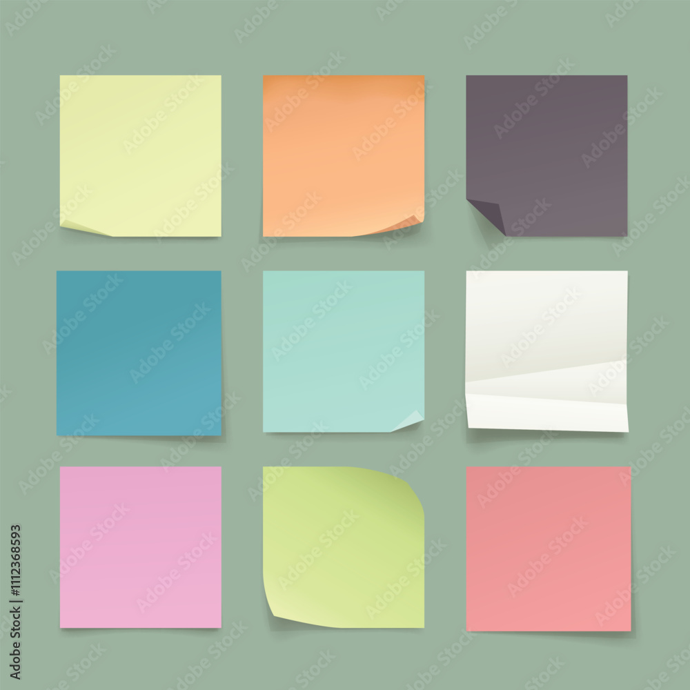 a paper memo notes in colorful set a paper memo notes in colorful set