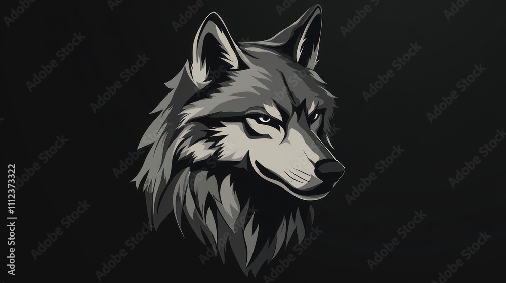 A stylized wolf head illustration in grayscale against a dark background. A stylized wolf head illustration in grayscale against a dark background.