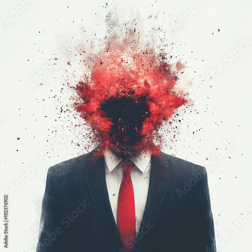 Abstract explosive image of man with a suit and tie photo