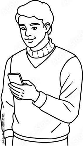 Wallpaper Mural A Man Looking at a Phone Vector Illustration Torontodigital.ca