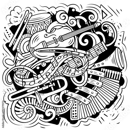 Cartoon vector doodles Classic music illustration