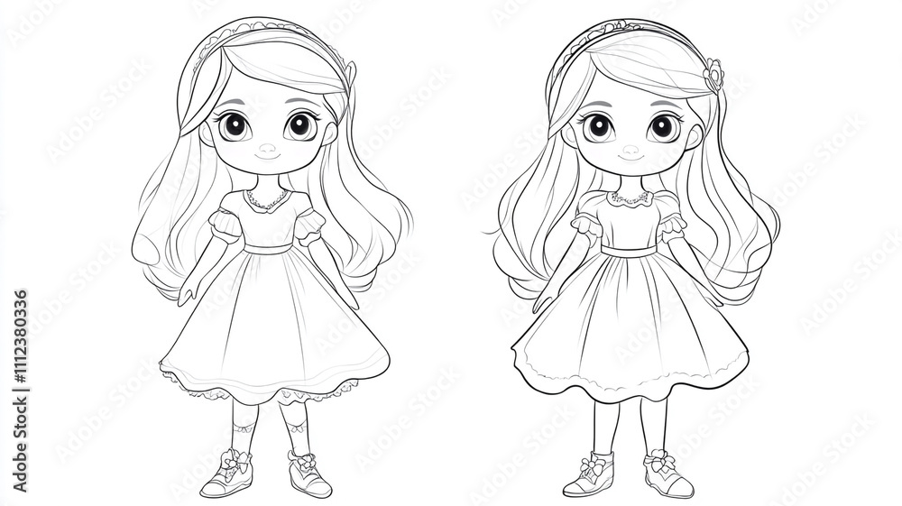 Two little angel and devil girls, a cute cartoon illustration Two little angel and devil girls, a cute cartoon illustration