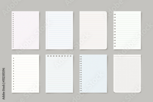 notebook various papers in set realistic design