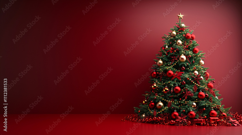 Christmas tree on a bright festive New Year's empty background Christmas tree on a bright festive New Year's empty background