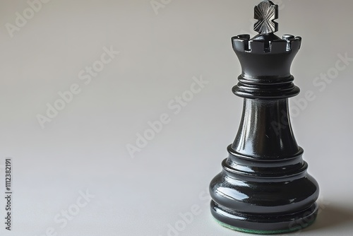 Black queen chess piece on light background with copy space photo