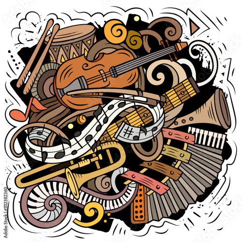 Cartoon vector doodles Classic music illustration