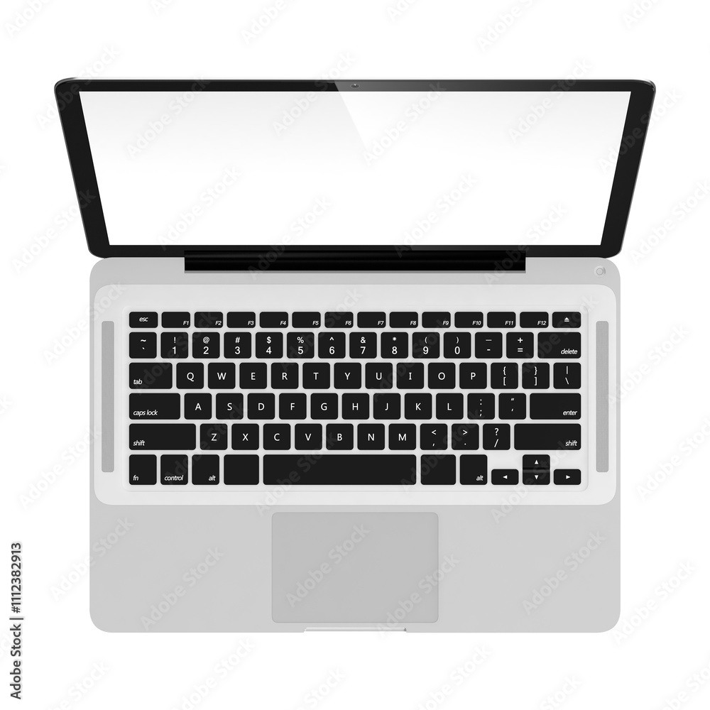 3D image of modern laptop with blank screen isolated on transparent background 3D image of modern laptop with blank screen isolated on transparent background