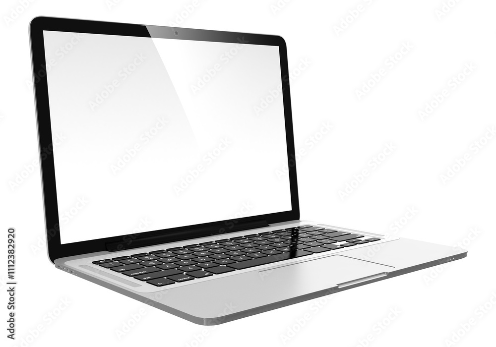 3D image of modern laptop with blank screen isolated on transparent background 3D image of modern laptop with blank screen isolated on transparent background