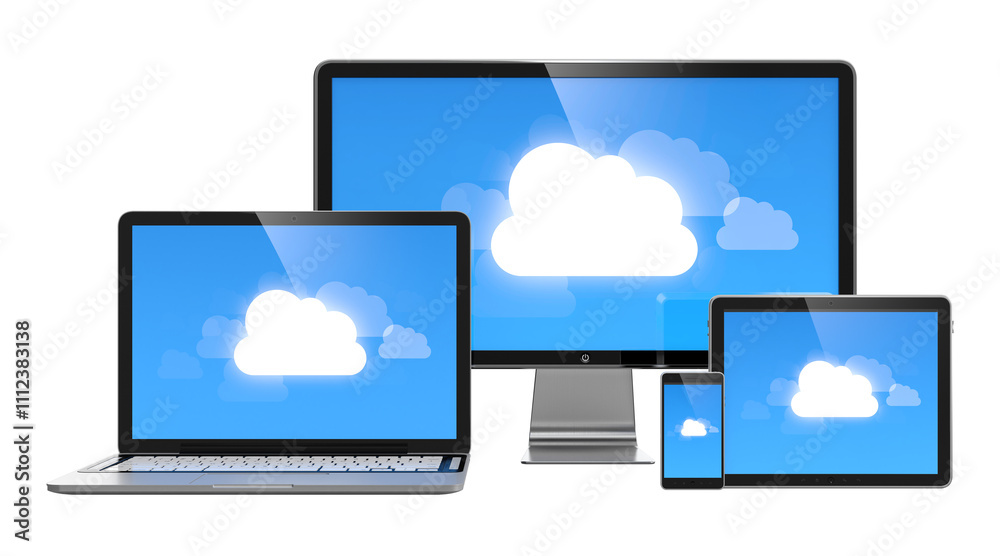 Cloud computing concept on different electronic devices Cloud computing concept on different electronic devices