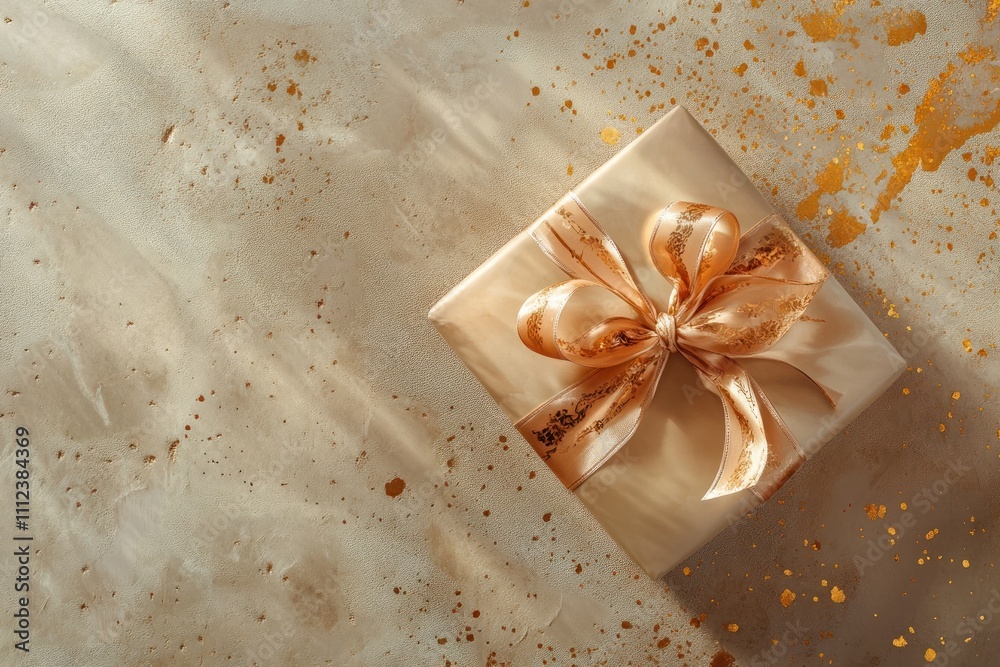 Luxurious gift with metallic foil ribbon splatter art Luxurious gift with metallic foil ribbon splatter art
